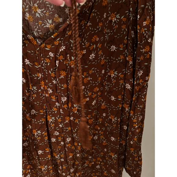 Sonoma XL Brown Orange Floral Long Sleeve Tunic Top - Picture 3 of 8